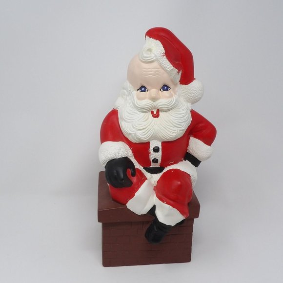 Vintage Hobbyist Ceramic Santa on Chimney 12" H x 5 1/2" W x 4 3/4" D - Picture 9 of 10